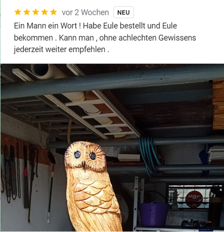 Einzigartige Holz-Eule handgefertigt