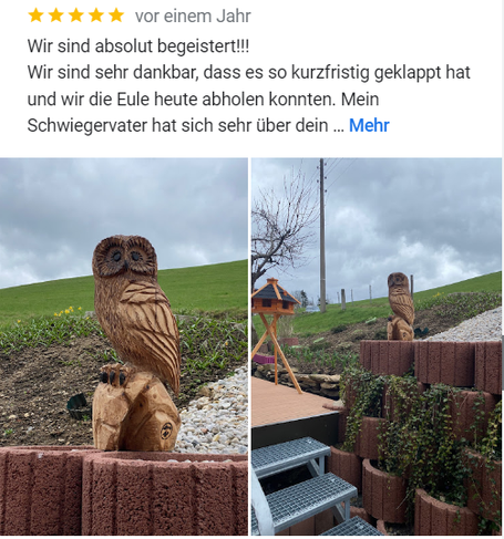 Holz-Eule als natürliche Dekoration