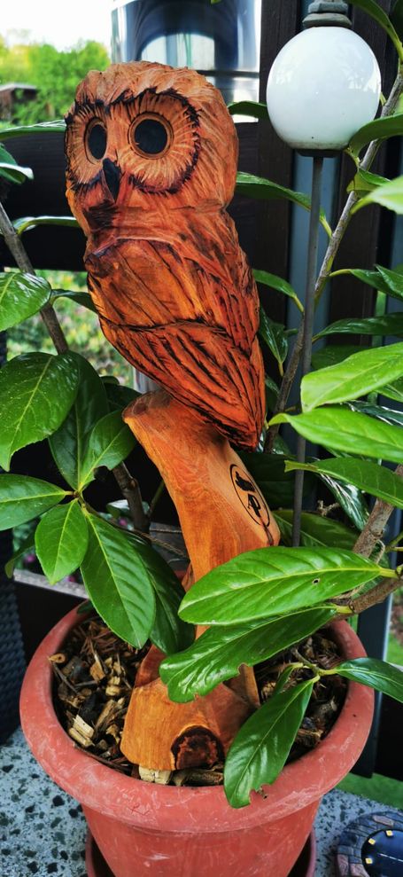 Individuelle Eule aus Holz handgefertigt in Sachsen