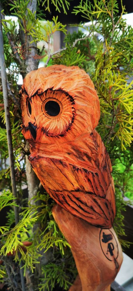 Holzkunst Eule aus dem Erzgebirge